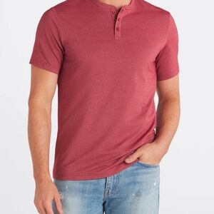 NWT - HAWKER RYE Crawford Triblend Micro Heather Henley - Dark Pink - SIZE L